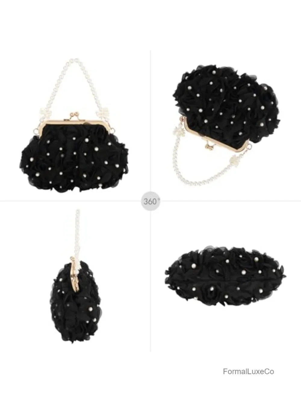Mini Pearls Rose Flower Crossbody Shoulder Bag Top-handle Bag Handbag Clutch